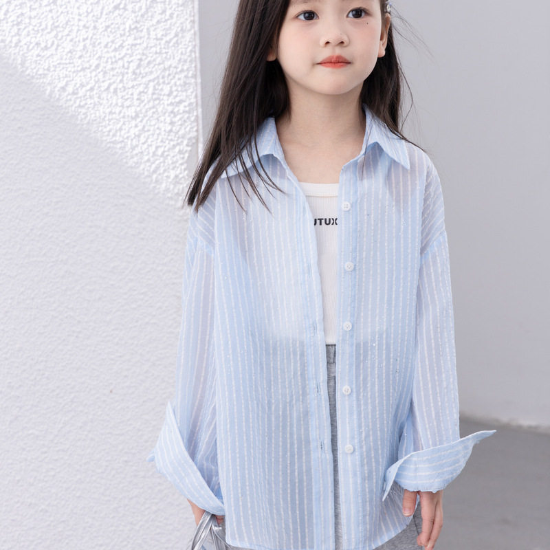女童薄款衬衣莱塞尔冰感防晒衣夏图片