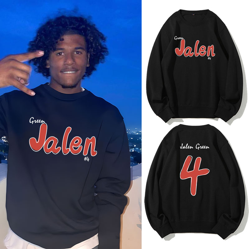 杰伦格林篮球圆领卫衣男火箭4号休闲运动训练服美式复古上衣