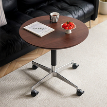 北欧实木圆桌升降餐桌家用小户型奶茶店桌子可移动洽谈桌休闲桌椅