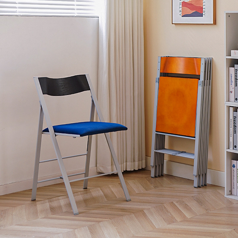 复古实木可折叠椅家用靠背椅子软包折叠餐椅可叠放会议椅办公凳子