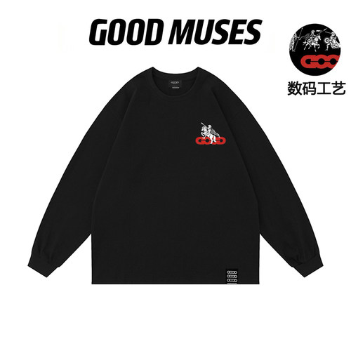 GOOD MUSES 官网旗舰店士兵印花长袖男女国潮正品情侣休闲上衣t恤