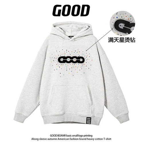 GOOD BOANR旗舰店满天星烫钻连帽卫衣男女加绒上衣情侣加厚外套冬