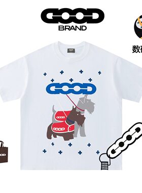 GOOD BRAND 旗舰店雪纳瑞榻榻米印花短袖T恤男女休闲半袖情侣上衣