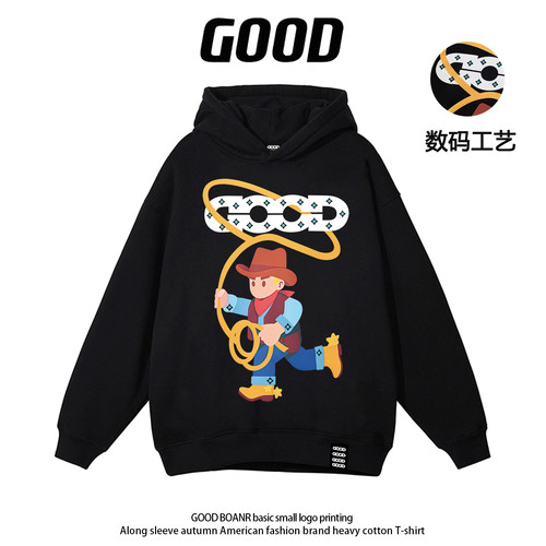 GOOD BOANR旗舰店马年限定连帽卫衣男女美式休闲上衣情侣加绒外套