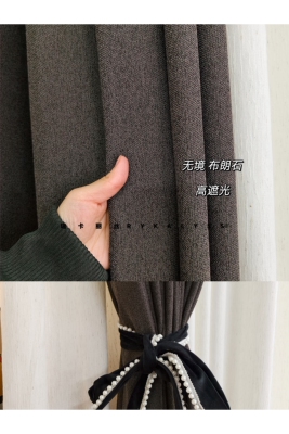 瑞卡丽丝适合做卧室的高遮光双面棉麻无境侘寂布朗石棕灰色定型