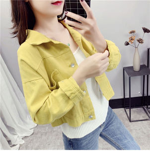 纯棉短款初秋上衣牛仔外套女百搭新款韩版宽松学生小个子工装夹克