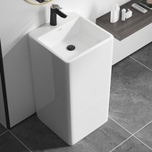 一体立柱盆陶瓷阳台盆洗手盆卫生间大尺寸立柱式 洗手台 洗脸落地式