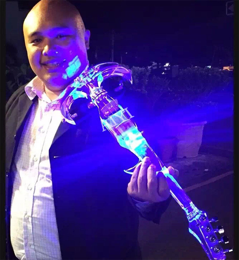 新款吉它琴头水晶小提琴 水晶电子小提琴  透明电子小提琴