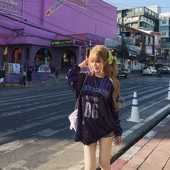 1件85折2件8折3件75折 钻石绒印花宽松遮肉上衣弹力百搭t恤女