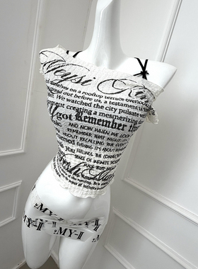 初代美希MEYSIKIM 原创自制实拍 雪纺小衫女一字肩斜肩上衣ME0924