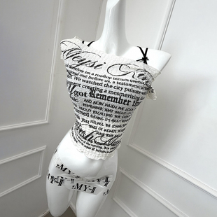 初代美希MEYSIKIM 原创自制实拍 雪纺小衫女一字肩斜肩上衣ME0924