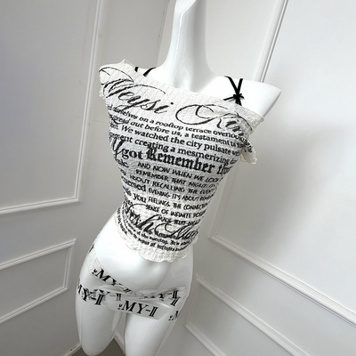 初代美希MEYSIKIM 原创自制实拍 雪纺小衫女一字肩斜肩上衣ME0924