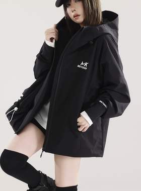 初代美希MEYSIKIM黑色外套女装秋冬2025新款独特漂亮的时尚冲锋衣