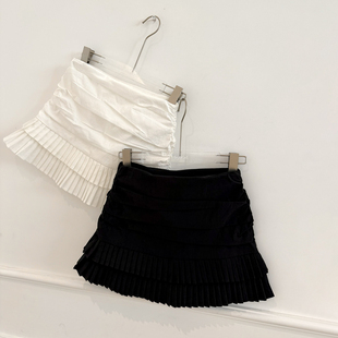 3.18新品 白色半身裙黑色百褶鱼尾裙ME1083 初代美希MEYSIKIM原创