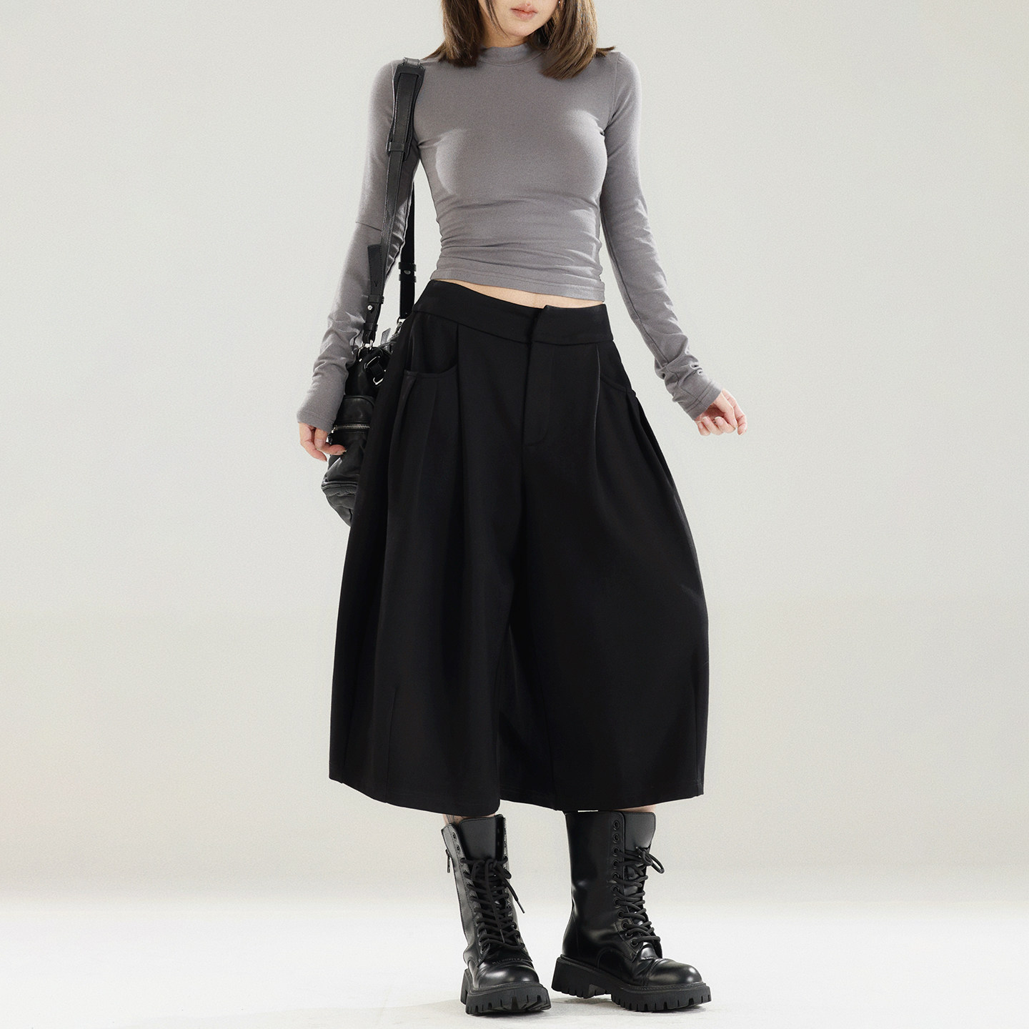 初代美希MEYSIKIM微弹七分休闲裤女秋宽松bf慵懒风阔腿裤黑色裤子,女装/女士精品,休闲裤,淘宝优惠券,粉丝福利购,淘宝优惠卷