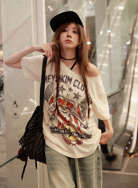 【1件85折2件8折3件75折】短袖t恤女2025新款韩系慵懒风纯棉上衣