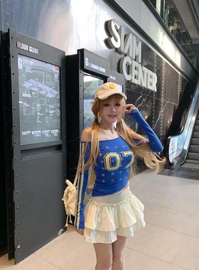 【1件85折2件8折3件75折】斜肩设计小心机微露肩修身上衣弹力T恤