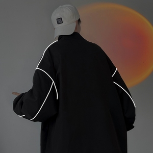 夹克秋季服男女白墙夜光反光外套薄款港风中性风男32J图片