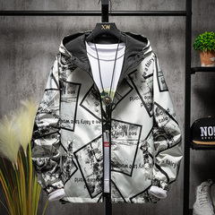 2021春季新款夾克男潮流學生日系寬鬆雙面穿連帽外套