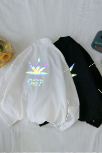 秋冬季夹克衣服外套中性风男女港风反光外套摆拍白底4J图片