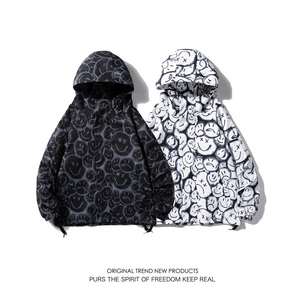 情侶款外套男女秋季中性風寬松港風休閑夾克風衣白底5J圖片