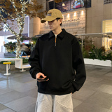 休闲风半拉链polo领卫衣男黑色长袖潮流青少年上衣WY5512-特P55，男装卫衣，电商A076