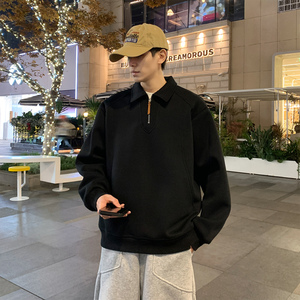 休闲风半拉链polo领卫衣男黑色长袖潮流青少年上衣WY5512-特P55图片