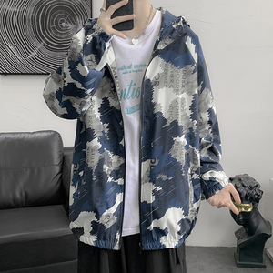 情侣连帽外套男女秋季印花夹克港风中性风迷彩6J