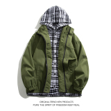 假两件外套男春季大码工装夹克冲锋衣港风模特2JK60011-特P30，男装夹克，电商A076