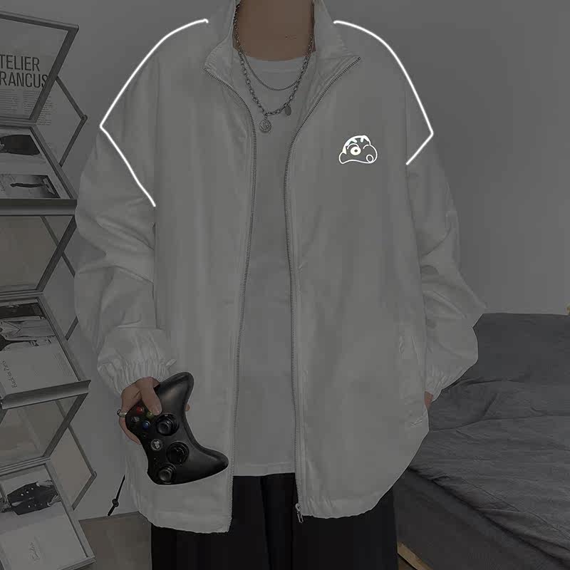 夹克服秋季男女夜光反光外套宽松港风中性风模特33J图片