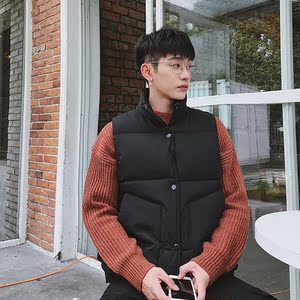 羽绒棉马甲男女秋冬情侣中性风坎肩大版外套港风模特5MJ12图片