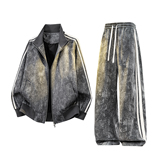 春季休闲运动套装男青少年立领夹克长裤时尚百搭两件套2507特P110，男装夹克，电商A076