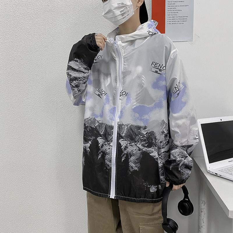 夏季冰丝外套男超薄防紫外线大码情侣防晒衣港风模特4FS9063-P25图片