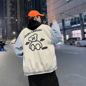 印花夹克外套男春季港风宽松学生情侣棒球服港风模特8JK60023-P50