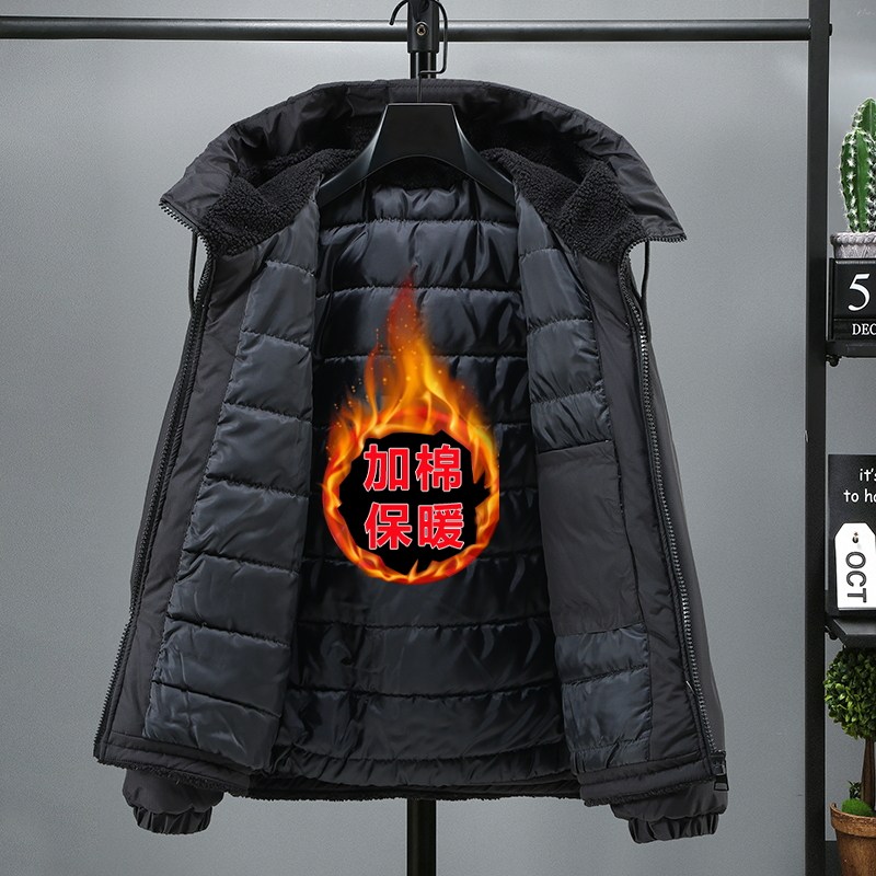 羊羔绒棉衣冬季工装新款棉袄男士连帽加厚保暖棉服MY8119-特P95,男装棉衣,电商A076