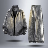 春季休闲运动套装男青少年立领夹克长裤时尚百搭两件套2507特P110，男装夹克，电商A076