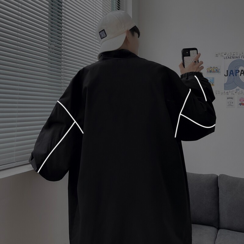 夹克秋季服男女白墙夜光反光外套薄款港风中性风男28J图片
