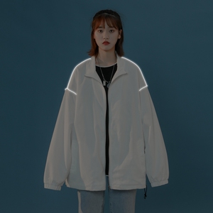 夹克秋季服男女白墙夜光反光外套薄款港风中性风女16J图片