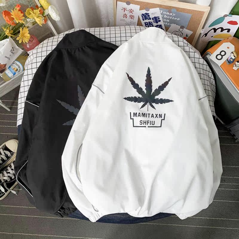 秋冬季夹克衣服外套中性风男女港风反光外套摆拍白底15J,男装夹克,电商A076