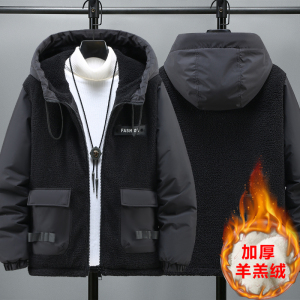 羊羔绒棉衣冬季工装新款棉袄男士连帽加厚保暖棉服MY8119-特P95，男装棉衣，电商A076