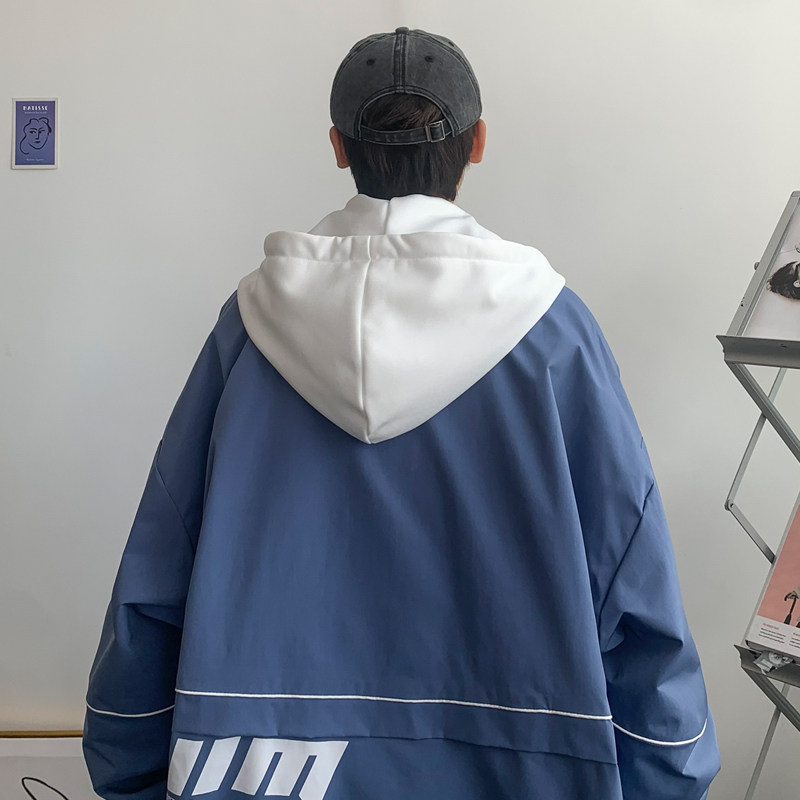 假两件连帽工装外套港风中性风宽松夹克ins新款15J,男装夹克,电商A076