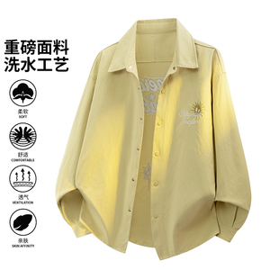 休闲风翻领长袖衬衫男宽松透气落肩袖百搭衬衣外套26019-特P68图片
