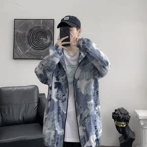 情侣连帽外套男女秋季印花夹克港风中性风迷彩17J图片