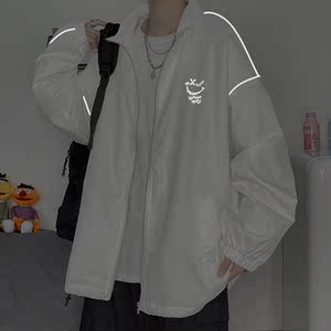 夹克服秋季男女夜光反光外套宽松港风中性风模特摆拍38J图片