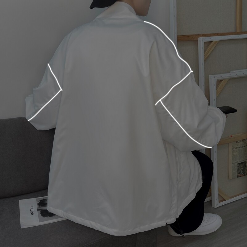 夹克秋季服男女白墙夜光反光外套薄款港风中性风男38J图片