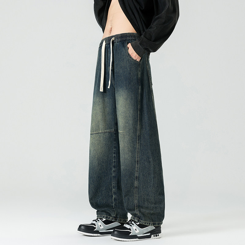 美式复古弯刀牛仔裤男宽松直筒阔腿长裤水洗无影墙NZ1233-特P52，男装牛仔裤，电商A076