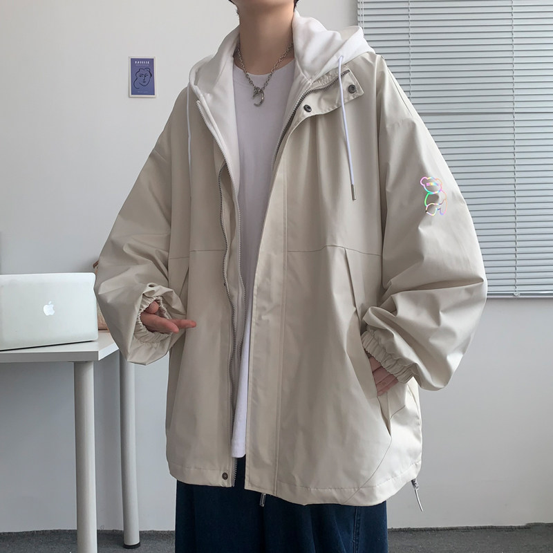 假两件连帽工装外套港风中性风宽松夹克ins新款26J,男装夹克,电商A076