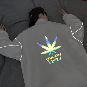 秋冬季夹克衣服外套男女港风反光夜光外套立领4J图片