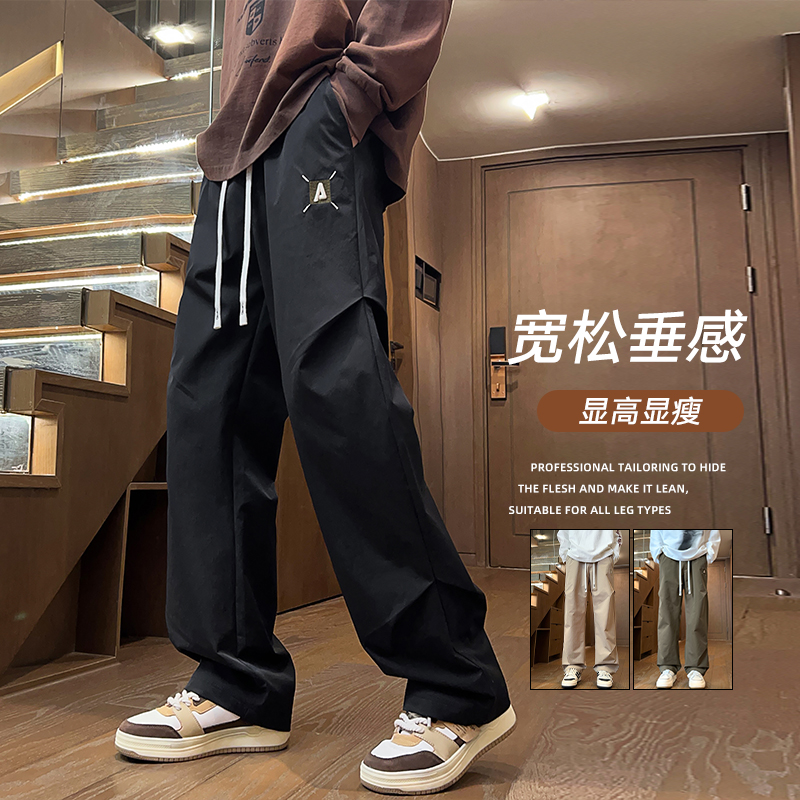 2025春秋百搭卫裤男美式复古青少年新款大码运动休闲裤K857特P36，男装休闲裤，电商A076