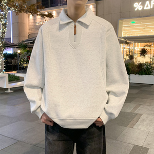休闲风半拉链polo领卫衣男黑色长袖潮流青少年上衣WY5512-特P55图片